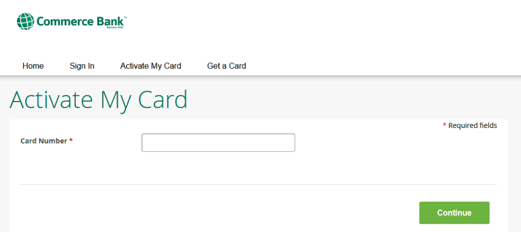 check debit card on Commerce bank website