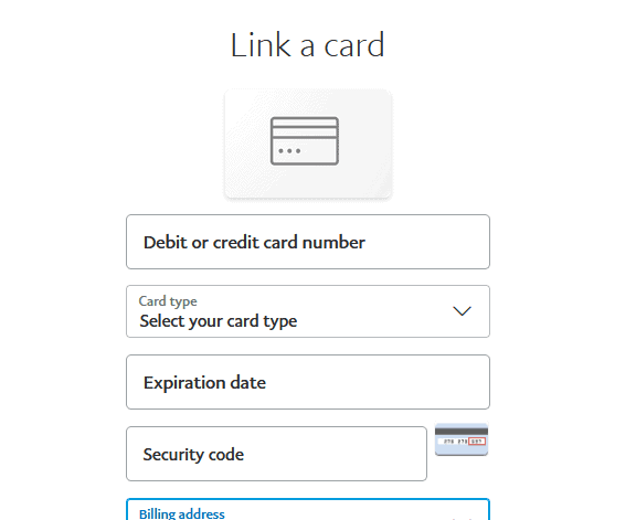 paypal linking card