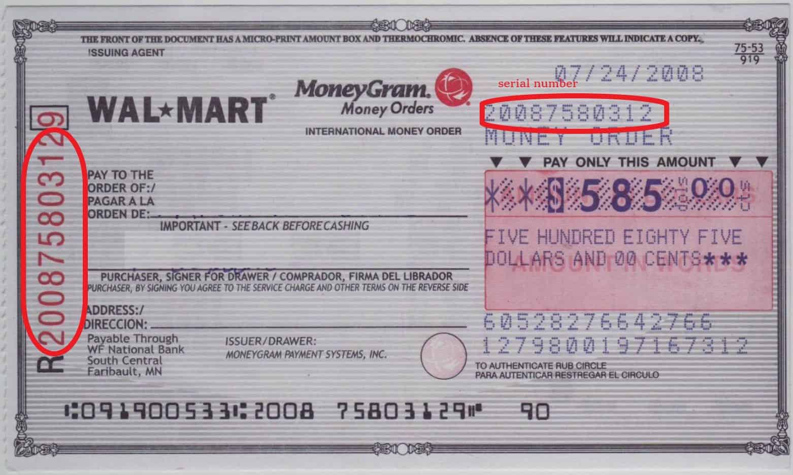 moneygram order number location