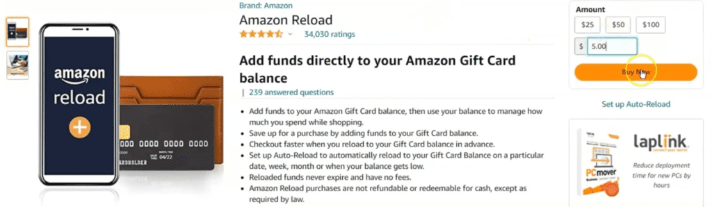 transfer money from visa gift card to amazon gift