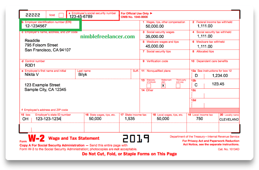 Employer State ID Number Lookup on w-2 form
