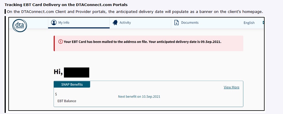 track EBT card on online portal