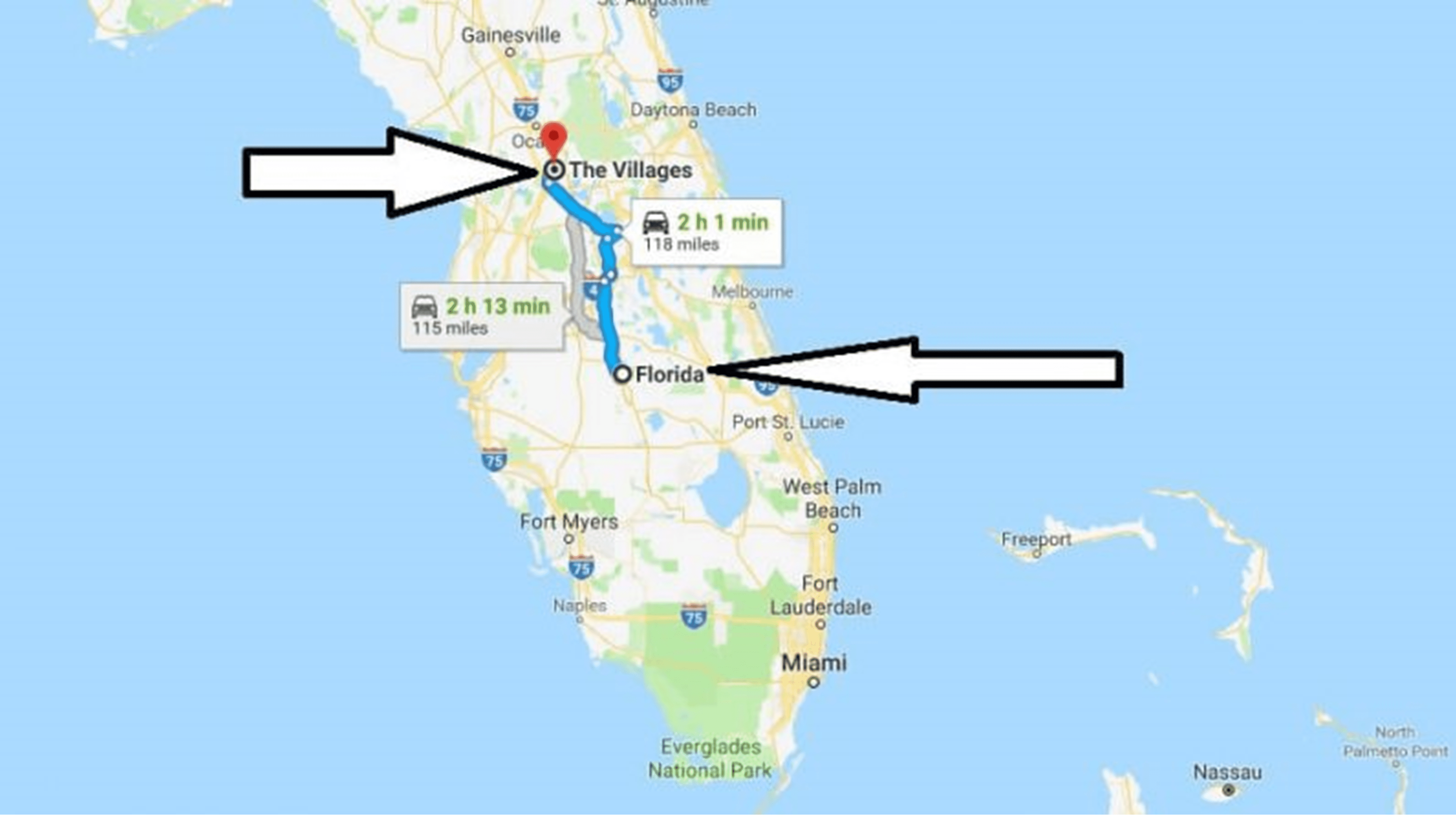 Florida villages on map