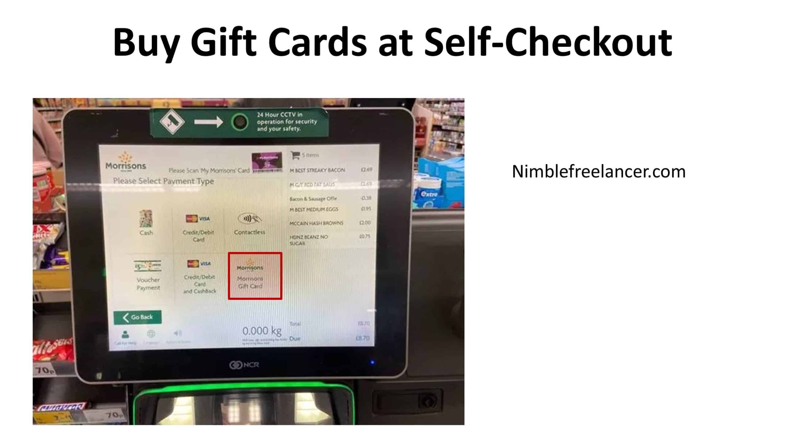 Buy Gift Cards at Self-Checkout example