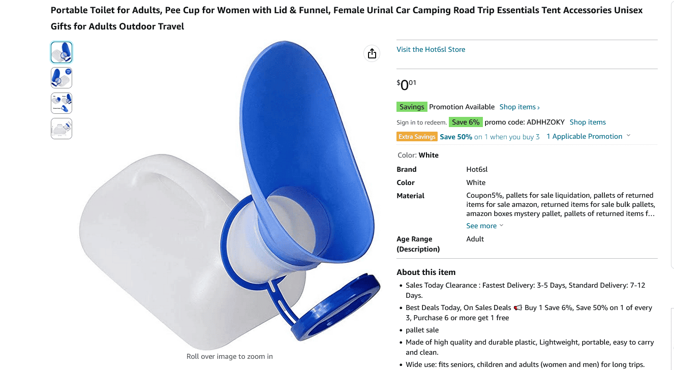 Portable Toilet for Adults 1 penny worth
