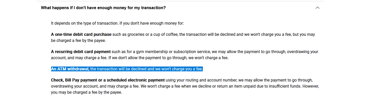 bank of america about overdraft